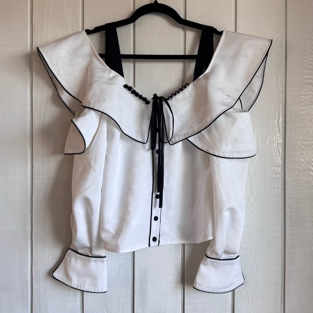 Self-Portrait Off-The-Shoulder Ruffle Blouse - Picture 2 of 8